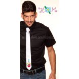 Hímzésmánia - matyó mintás hímzett nyakkendő - fehér