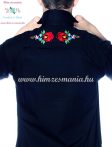   Men's shirt - hungarian folk machine embroidery - Kalocsa style - Embroidery Mania - black