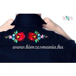 Men's shirt - hungarian folk machine embroidery - Kalocsa style - Embroidery Mania - black