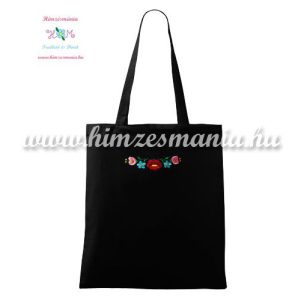 Cotton bag - hungarian folk patterns - machine embroidery - black