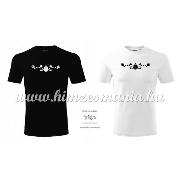 Men's Short Sleeve T-Shirts - hungarian folk embroidery - black Matyo motif - white