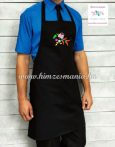   Bib apron - hungarian folk - machine embroidery- Kalocsa pattern - unisex - black