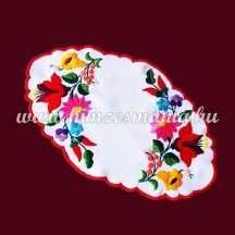   Tablecloth with hungarian folk embroidery - Kalocsa motif - oval - 20X32 cm