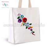 Cotton canvas bag - hungarian folk embroidery - handmaded - Kalocsa style - white