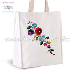   Cotton canvas bag - hungarian folk embroidery - handmaded - Kalocsa style - white