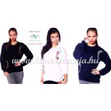 Women sweatshirt - hungarian folk machine embroidery - kalocsai motif - navy