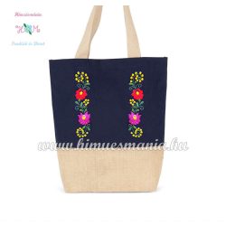   CANVAS BAG - FOLK EMBROIDERY - HANDMADE - MATYÓ STYLE - NAVY