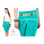 Kalocsai mintás elegáns szoknya - Türkiz - Hímzésmánia (L/XL, XL/2XL)