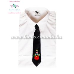   Kalocsai mintás hímzett gyerek nyakkendő - fekete - Hímzésmánia 