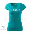 Woman's Short Sleeve T-Shirts - hungarian folk embroidery - Matyo motif - turquoise Woman's Short Sleeve T-Shirts - hungarian folk embroidery - Matyo motif - turquoise