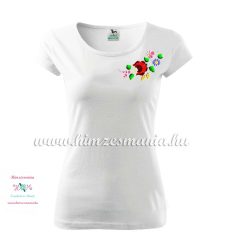 Woman's Short Sleeve T-Shirts - hungarian folk embroidery - Kalocsa motif - black