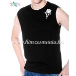Kalocsai hímzett ujjatlan férfi póló - gépi hímzés - fekete
