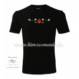 Men's Short Sleeve T-Shirts - hungarian folk embroidery - Matyo motif - black