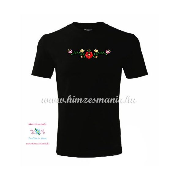 Men's Short Sleeve T-Shirts - hungarian folk embroidery - Matyo motif - black