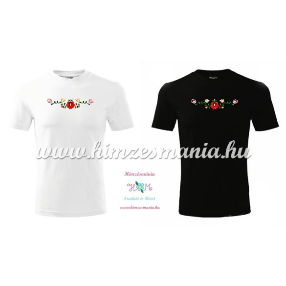 Men's Short Sleeve T-Shirts - hungarian folk embroidery - Matyo motif - black