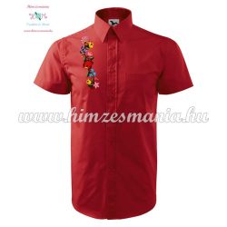  Men's shirt - hungarian folk - hand embroidery - Kalocsa pattern - red
