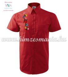 Men's shirt - hungarian folk - hand embroidery - Kalocsa pattern - red