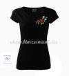 Woman's Short Sleeve T-Shirts - hungarian folk embroidery - Kalocsa motif - black Woman's Short Sleeve T-Shirts - hungarian folk embroidery - Kalocsa motif - black