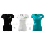 Fekete női póló színes kalocsai hímzéssel - Hímzésmánia 