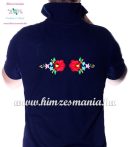   Men's pique polo shirt - folk machine embroidery - Kalocsa style - navy - Embroidery Mania