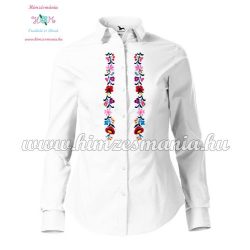 Kalocsai női ing - hosszú ujjú - fehér - gépi hímzés 