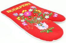 Oven gloves - hungarian folk embroidery- Matyo style - red