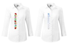 Pre-stamped women shirt - hungarian folk hand embroidery - Kalocsa motif - white