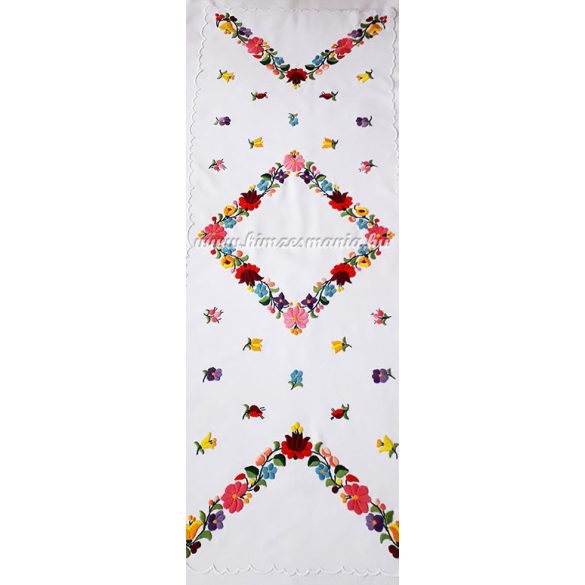 Tablecloth - hungarian folk - hand embroidery - Kalocsa style- 33x86 cm