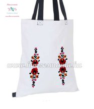   Cotton canvas bag - hungarian folk embroidery - handmaded - Matyo style - white