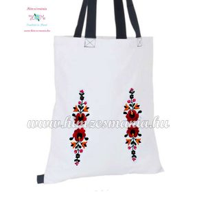 Cotton canvas bag - hungarian folk embroidery - handmaded - Matyo style - white