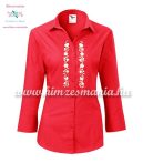   Piros női ing fehér kalocsai mintával - gépi hímzés - XL