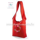 Cotton canvas tote bag - hungarian folk embroidered - Kalocsa style - Red