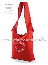   Cotton canvas tote bag - hungarian folk embroidered - Kalocsa style - Red