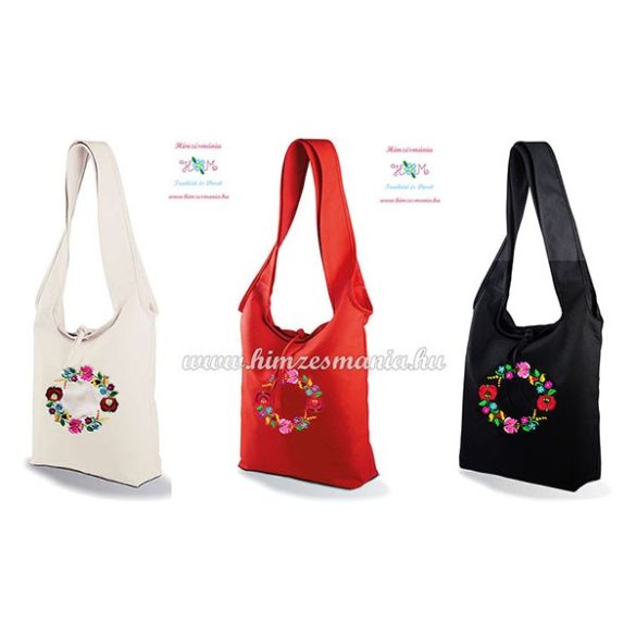 Cotton canvas tote bag - hungarian folk embroidered - Kalocsa style - Red