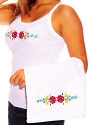 Hand towels - hungarian folk embroidery - Matyo style - white