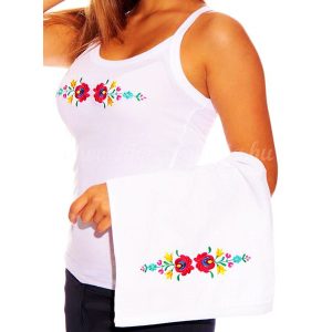 Hand towels - hungarian folk embroidery - Matyo style - white