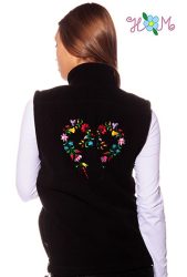 Embroidery Mania - Fleece vest - folk embroidery from Hungary - black