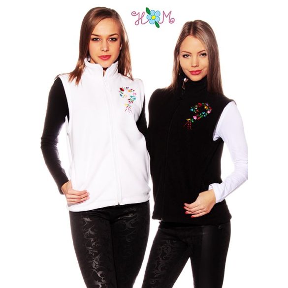 Embroidery Mania - Fleece vest - folk embroidery from Hungary - black