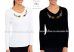  Women's long sleeve V-neck T-shirt - folk embroidery - hungarian style - black