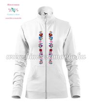   Women's zipped jacket - folk embroidered - Kalocsa style - white