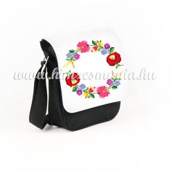 Bag - hungarian folk motif - Kalocsa style - black