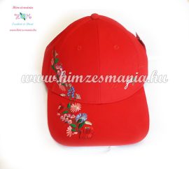 Baseball cap - hungarian embroidery - Kalocsa style - red