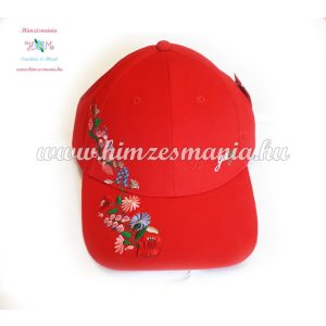 Baseball cap - hungarian embroidery - Kalocsa style - red