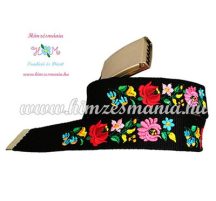   Belt - folk flower - machine embroidery - Kalocsa style - black