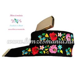   Belt - folk flower - machine embroidery - Kalocsa style - black