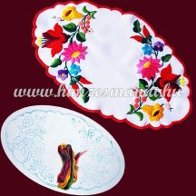   Pre-stamped tablecloth set - hand embroidery - Kalocsa motif - oval - 20x32 cm