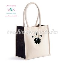   Bag - cotton canvas - folk embroidery - Matyo motif - natural/black