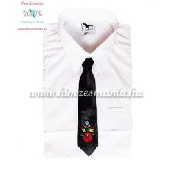   Matyó mintás hímzett gyerek nyakkendő - fekete - Hímzésmánia