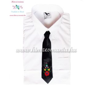 Matyó mintás hímzett gyerek nyakkendő - fekete - Hímzésmánia