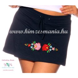   Skirt-short - hungarian folk embroidery - Kalocsa style - navy - Embroidery Mania